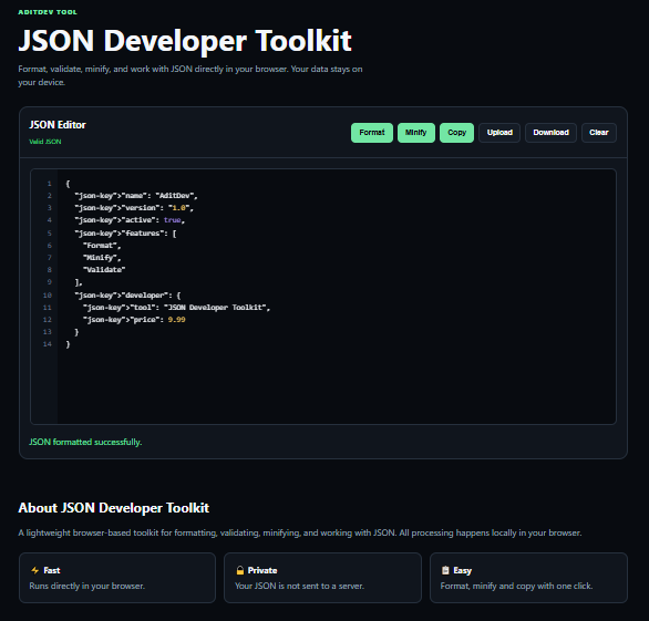 JSON Developer Toolkit preview